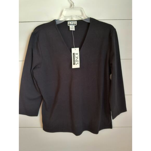 Jones Studio 3/4 Sleeve Top Wmn's Sz M Black V Neck Soft Knit base layer Casual - Picture 13 of 14